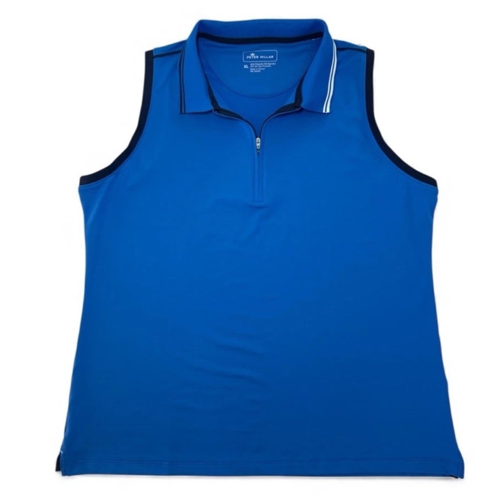 Peter Millar Women's 1/4 Zip Neck Sleeveless Polo Golf Shirt Sz XL UPF 50+ Logo - Picture 10 of 12